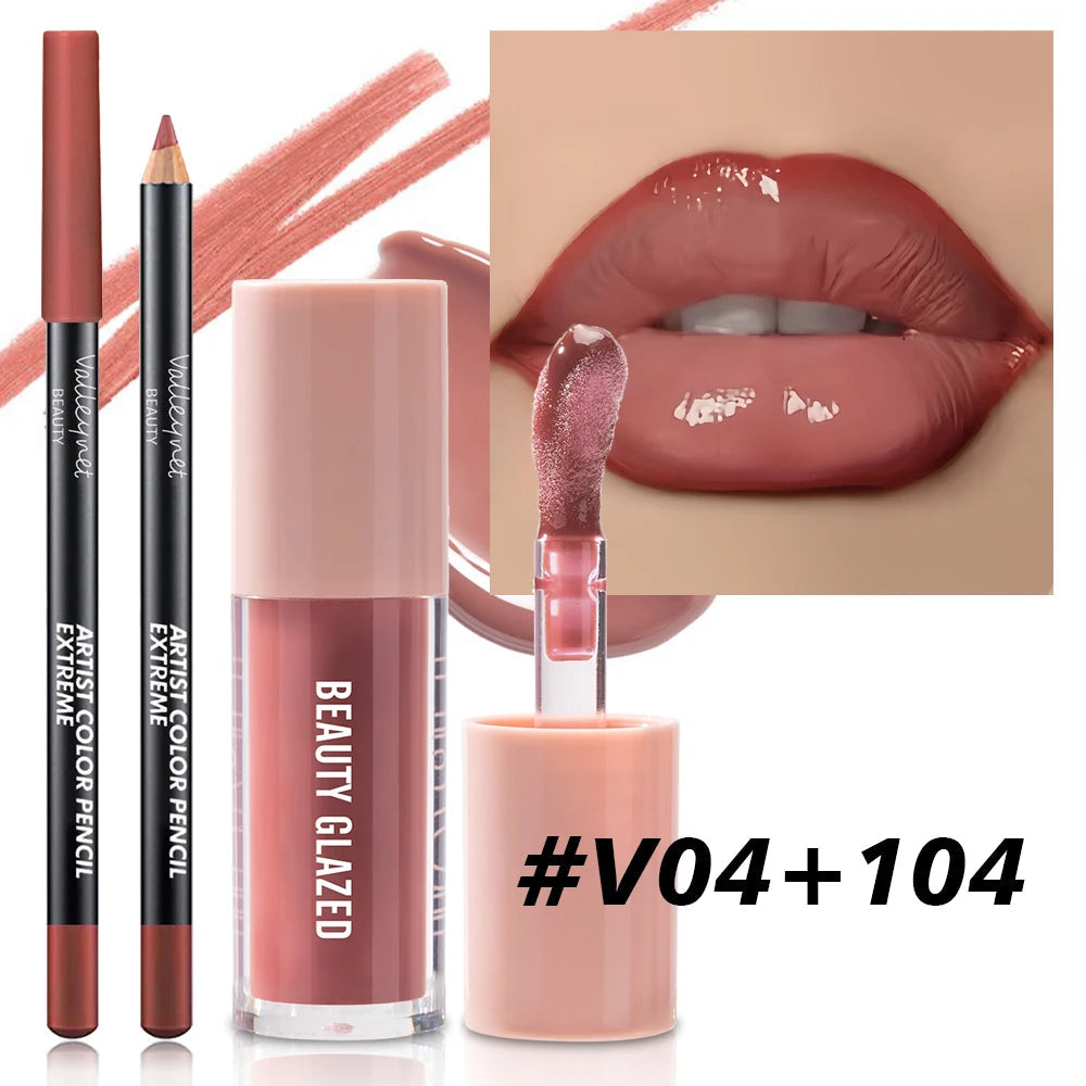 2pcs/Set Velvet Texture Lip Makeup,Matte Effect, Red, Brown Colors, Create a Moisturizing and Natural Lip Makeup Nanasbeautyholic
