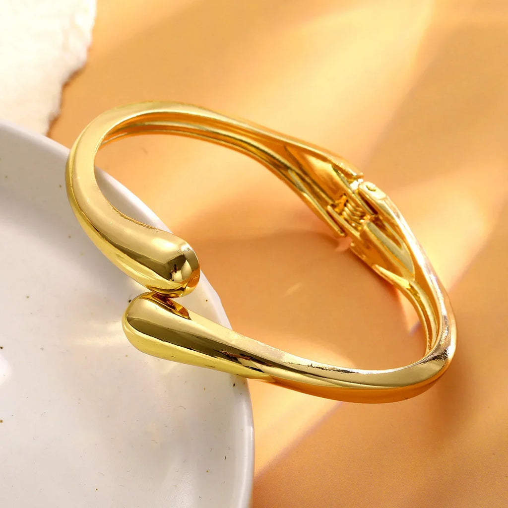 Teardrop Cuff Bangle Bracelet for Women – Adjustable Gold & Silver Open Bracelet