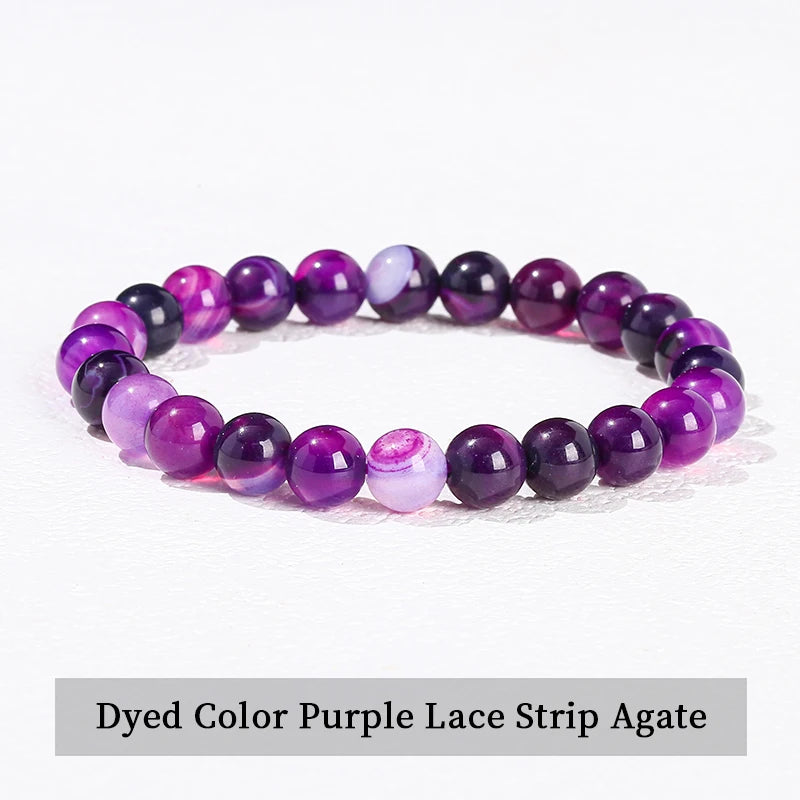 Natural Gemstone Bead Bracelet — Amethyst, Tiger Eye, Crystal, Agate & More | Reiki Healing Jewelry