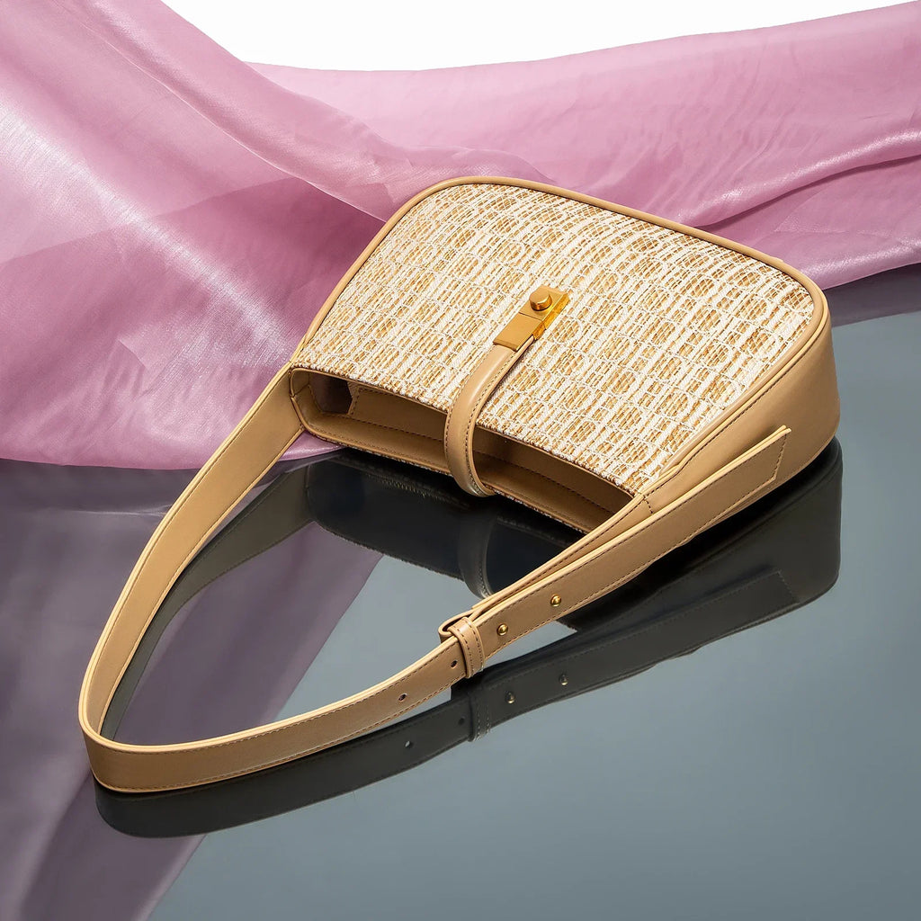 Luxury Baguette Shoulder Bag – Monogram PU Leather Handbag for Women