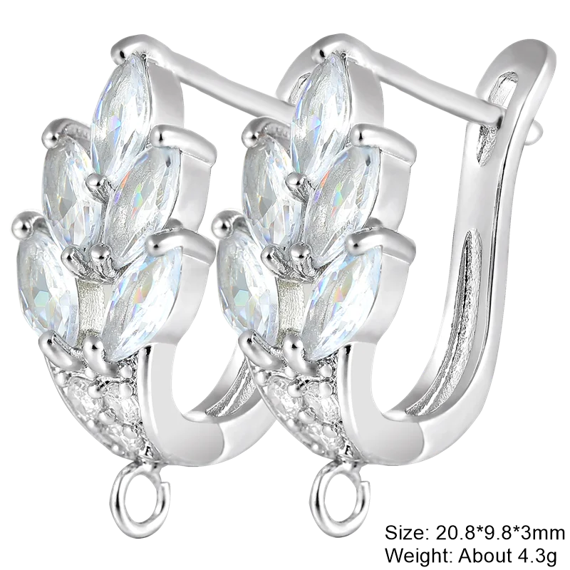 Juya 18K Gold & Silver Plated Earring Hooks – Micro Pave Zircon DIY Jewelry Findings