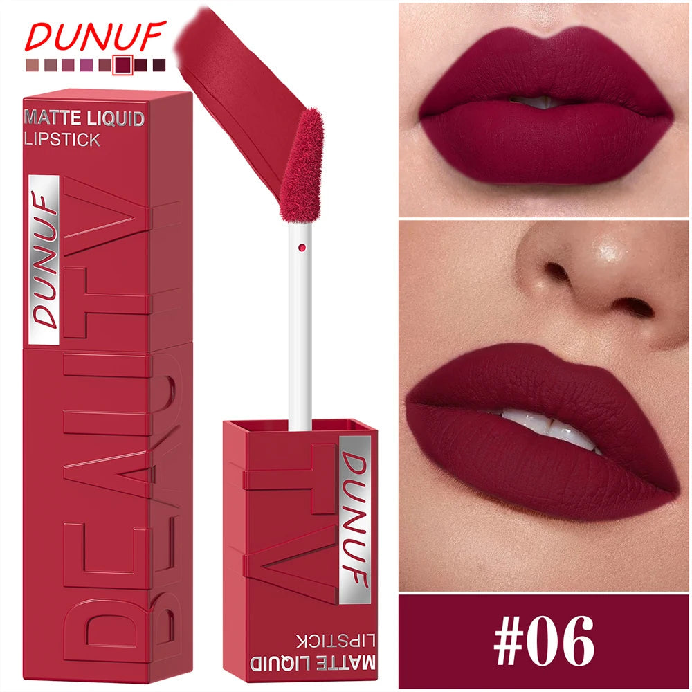 8Pcs/Set Nude Brown Matte Liquid Lipstick Velvet Sexy Dark Red Lip Glaze Non-stick Cup Not Easy To Fade Lip Gloss Lipstick Makeu Nanasbeautyholic