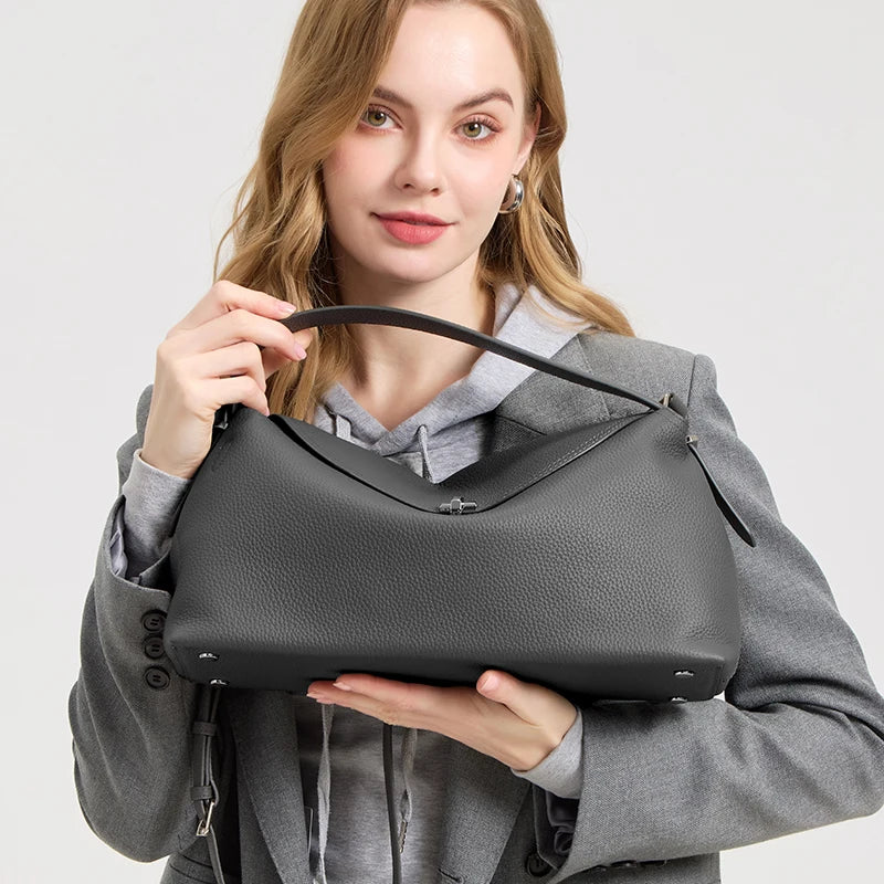 Genuine Cowhide Leather Shoulder Bag – Large Capacity Luxury Handbag for Women