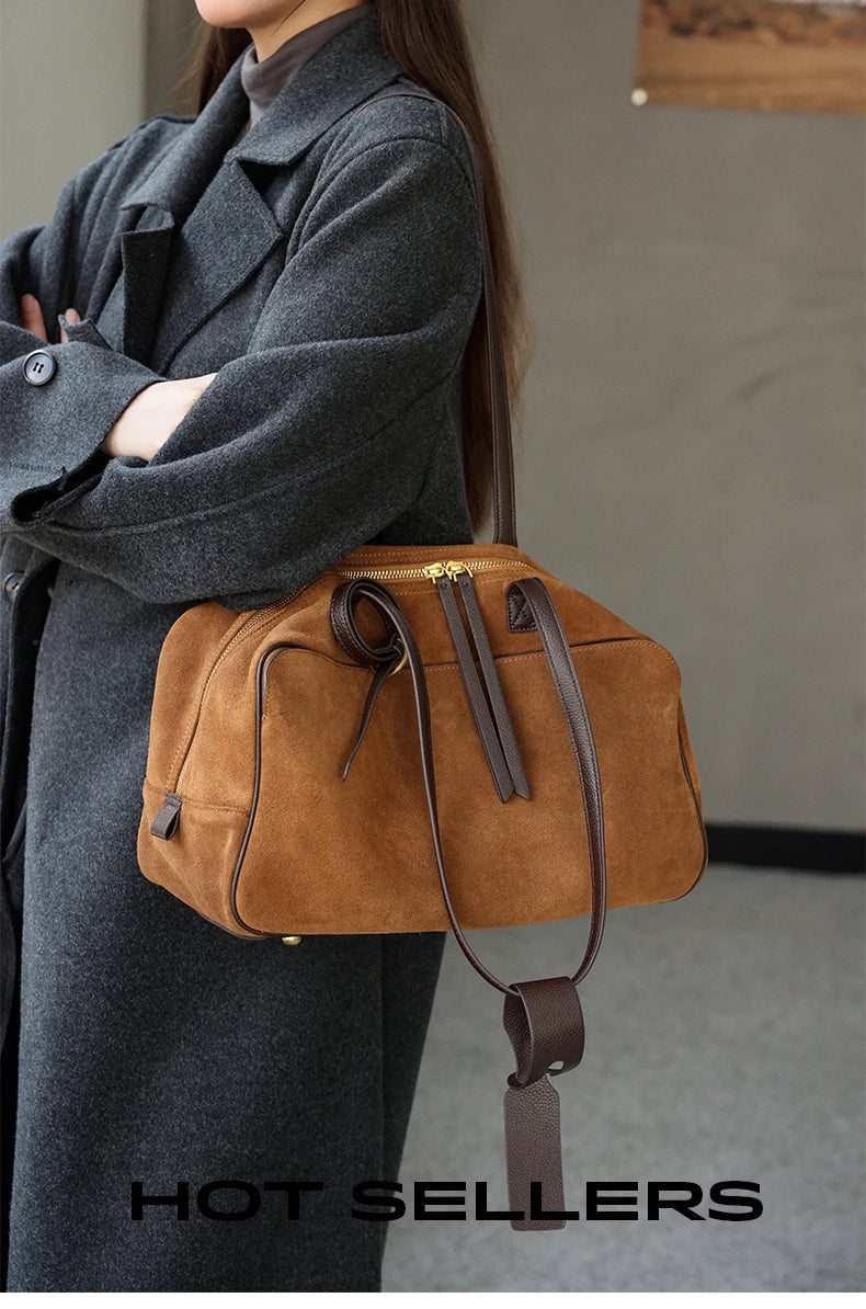 Genuine Leather Tote Bag – Soft Cowhide Shoulder Bag for Women