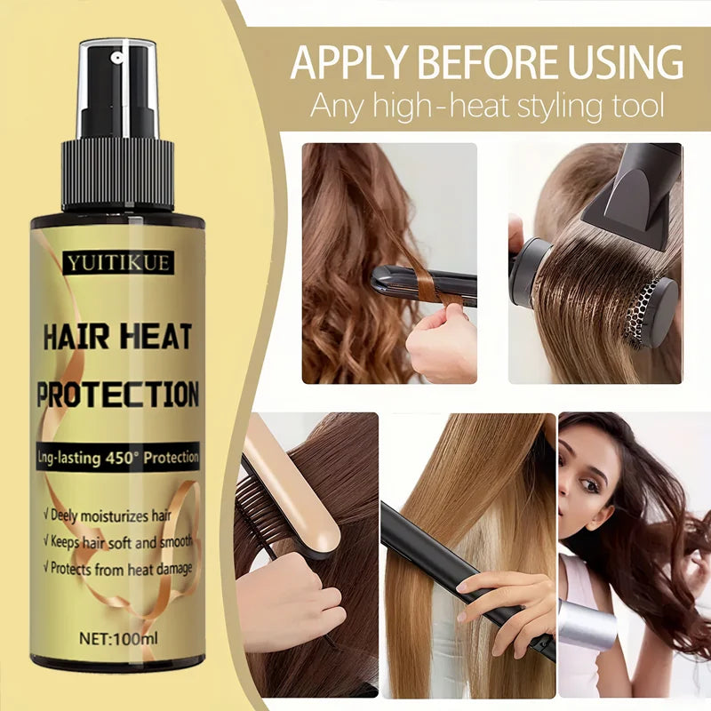 Hair heat protection spray, long-lasting protection up to 450 degrees, deeply moisturizes hair, making it soft and smooth. Nanasbeautyholic