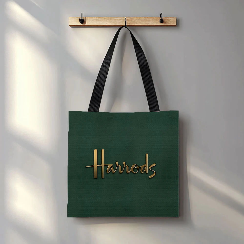 1 Pc  Harrods Tote Bag, Foldable Shopping Bag, Reusable Shopper Bag Art Print Tote Bag Nanasbeautyholic
