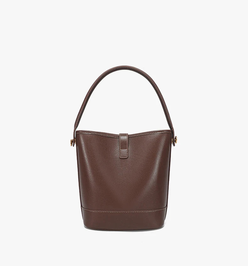 Genuine Leather Bucket Bag – Soft Cow Leather Shoulder & Crossbody Handbag
