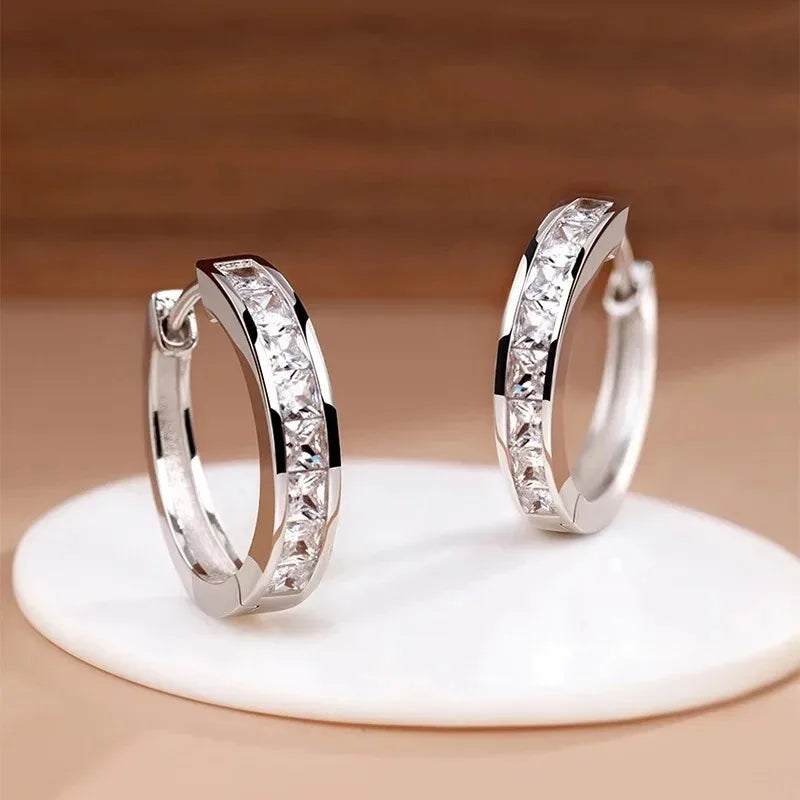 925 Sterling Silver Zircon Ball Stud Earrings — Elegant Circle Studs for Women
