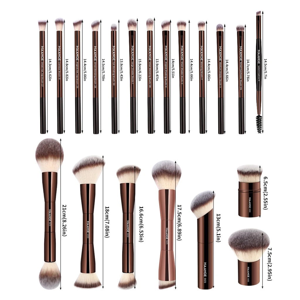 MAANGE 20pcs/set Pro Makeup Brushes Double Ended