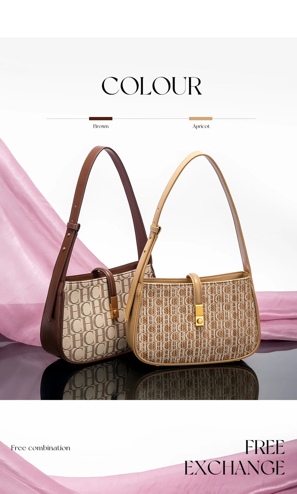 Luxury Baguette Shoulder Bag – Monogram PU Leather Handbag for Women