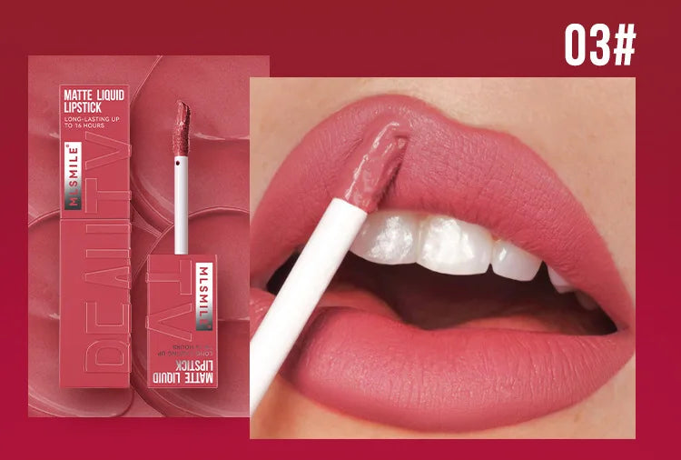 MLSMILE 6 Color Non-stick cup Velvet Satin Gloss Lip glaze Mist Liquid matte lipstick Waterproof long-lasting color liquid Nanasbeautyholic
