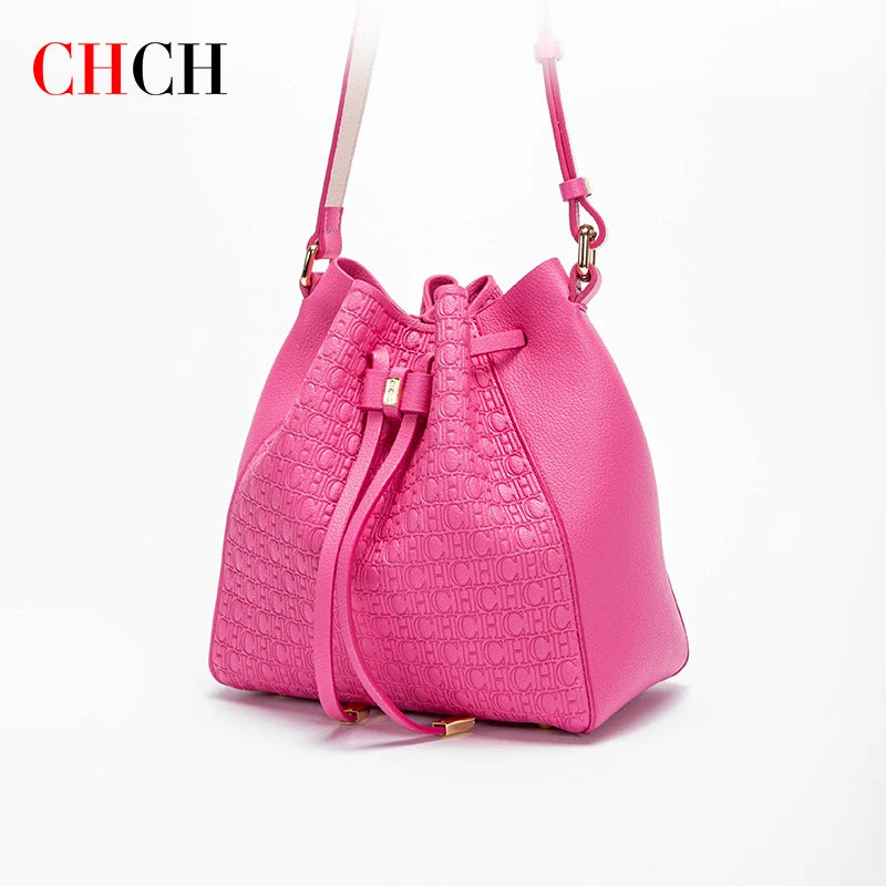 CHCH Women's Top Handbag Pink Drawstring Bucket Bag Graduation Gift Nanasbeautyholic