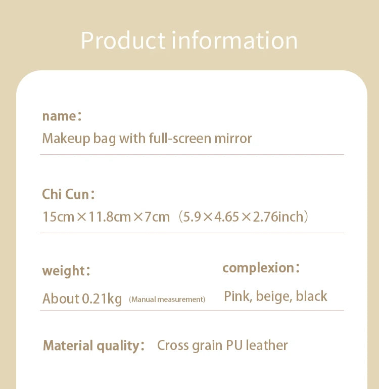 Rechargeable Travel Makeup Bag With LED Mirror, Compact Touch Screen Tabletop Cosmetic Mirror, 3 Colors Light Nanasbeautyholic