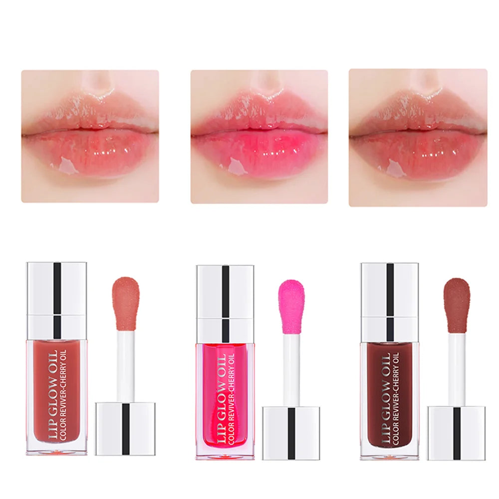 3pcs/set Lip Glaze Mirror Water Long-lasting Waterproof Crystal Jelly Oil Lip Tint Moisturizing Non-stick Cup Lip Glow Oil Care Nanasbeautyholic