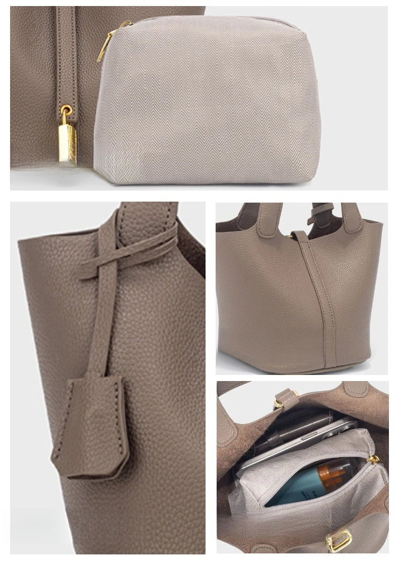 Faux Leather Bucket Bag – Chic & Versatile Women's Handbag