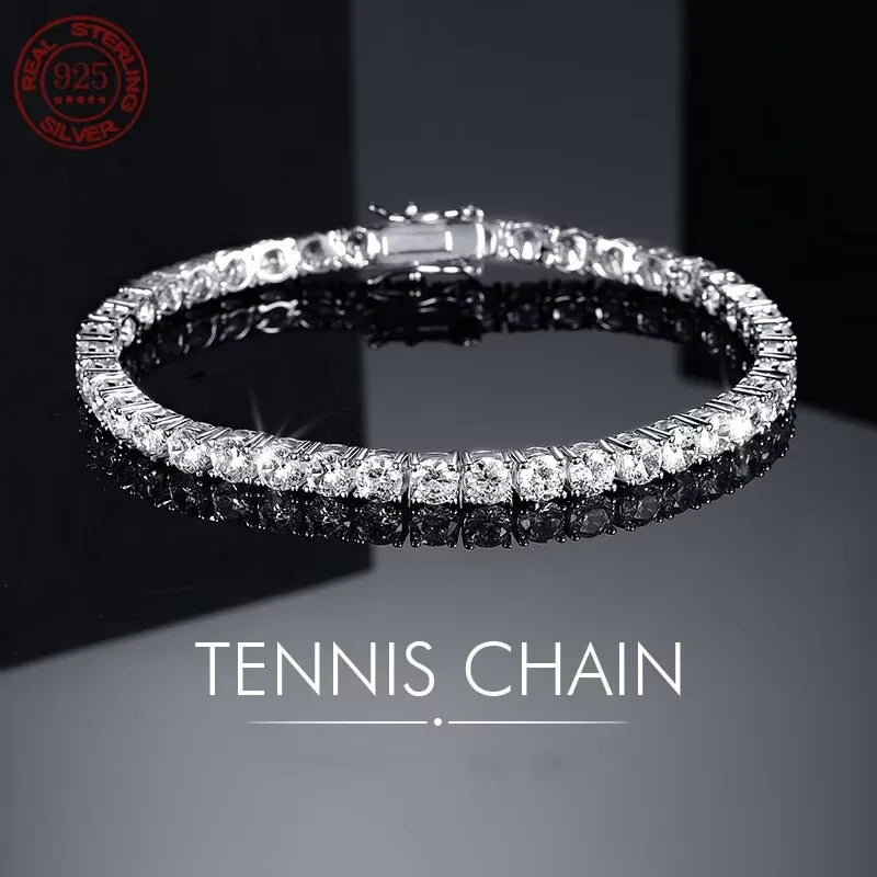 925 Sterling Silver Tennis Bracelet | 18K Gold Plated Zircon | Unisex Luxury Jewelry