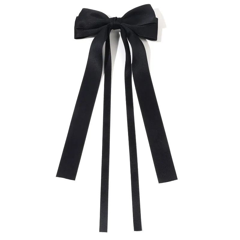Korean Solid Color Ribbon Double Bowknot Hair Clips