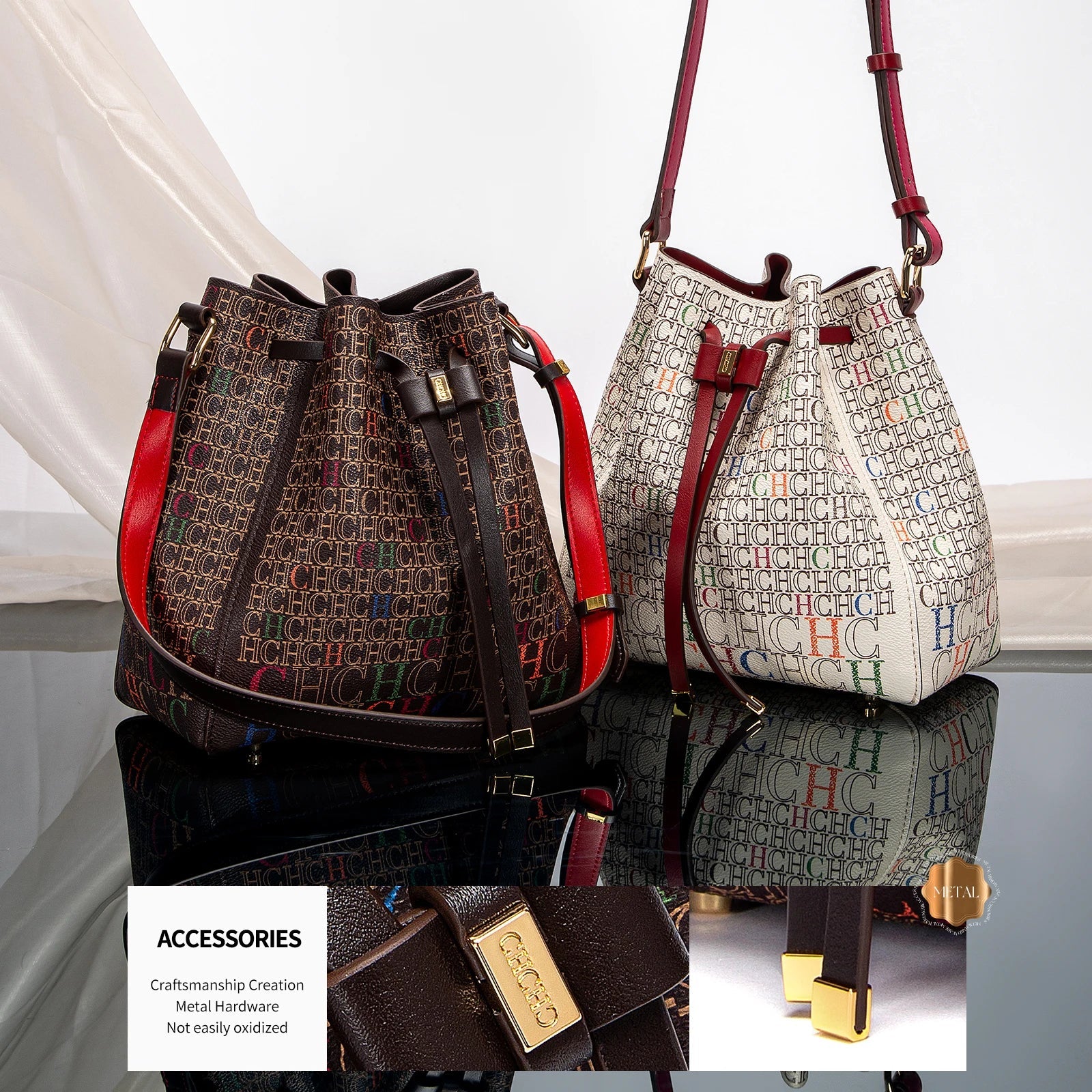Luxury Classic Women's Handbag Bucket Bag Fashion PVC Printed Shoulder Luxury Brand Women Designer Wallet Classic Nanasbeautyholic