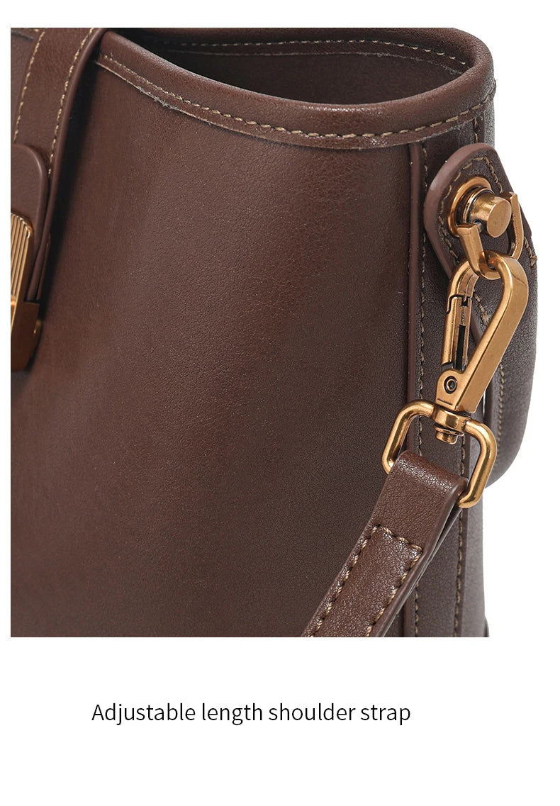 Genuine Leather Bucket Bag – Soft Cow Leather Shoulder & Crossbody Handbag