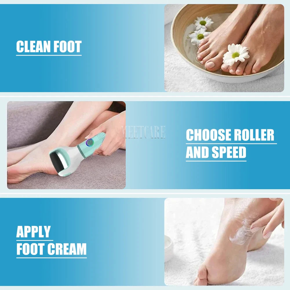 Auto Wireless Electric Foot Grinder Removal Dead Skin Calluses Cracks Hard Skin Pedicure Care Tool Waterproof Foot Cleaner ﻿ Nanasbeautyholic