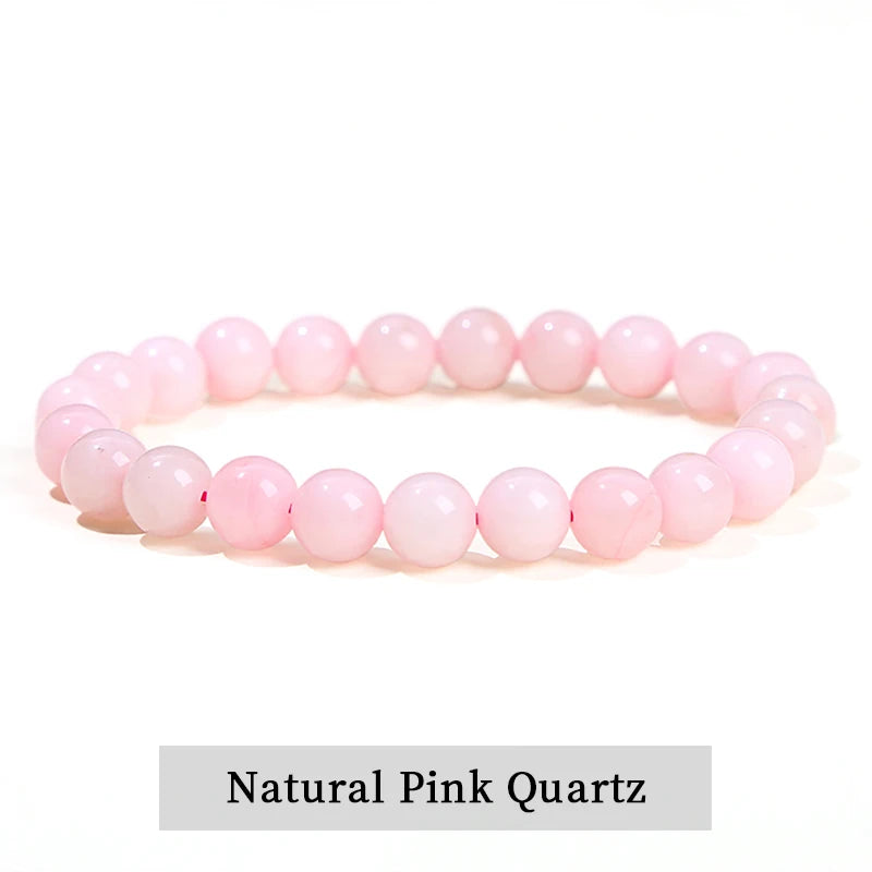 Natural Gemstone Bead Bracelet — Amethyst, Tiger Eye, Crystal, Agate & More | Reiki Healing Jewelry