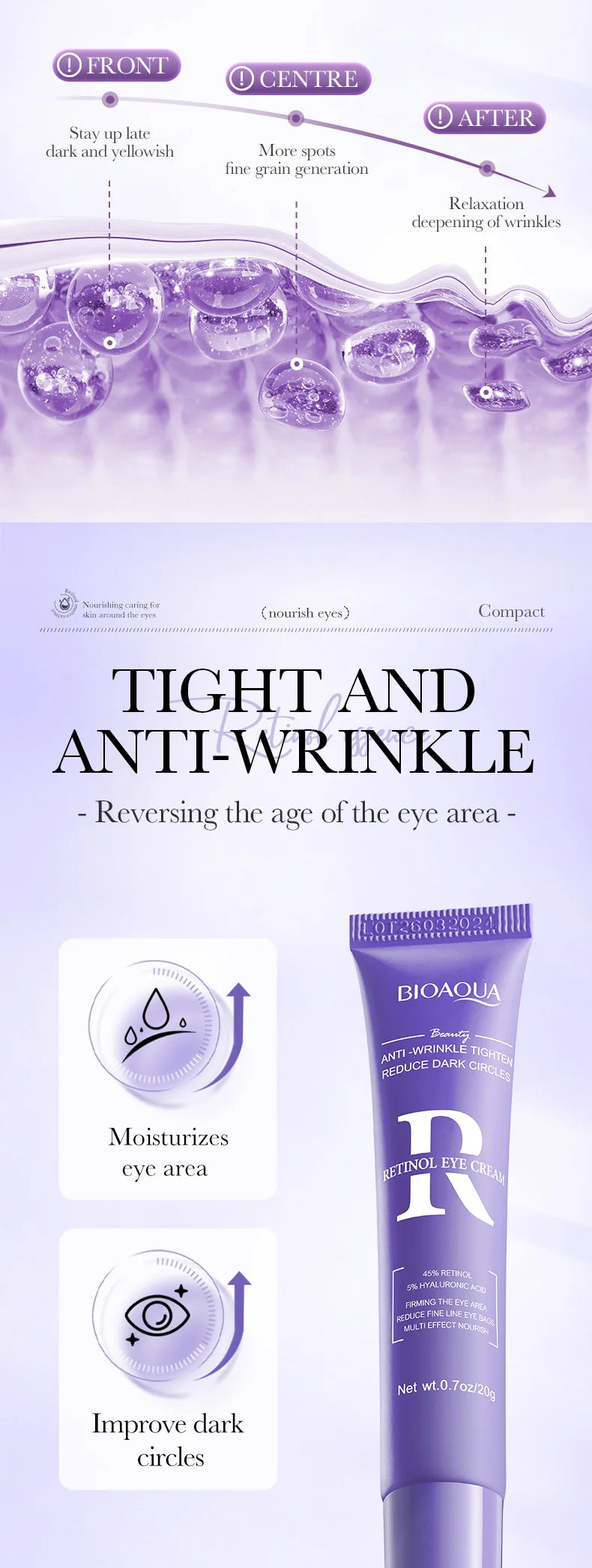 BIOAQUA Vitamin C Skin Care Kit Moisturizing Face Serum Anti-Aging Anti Dark Circles Eye Cream Facial Eyes Travel Size Skin Care Nanasbeautyholic
