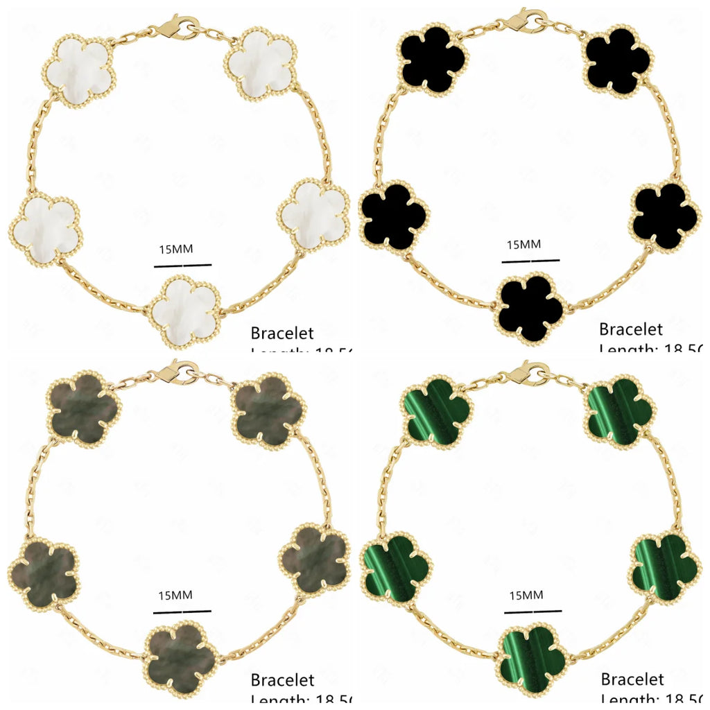 Lucky Clover Natural Mother of Pearl Bracelet & Necklace – Gold & Silver