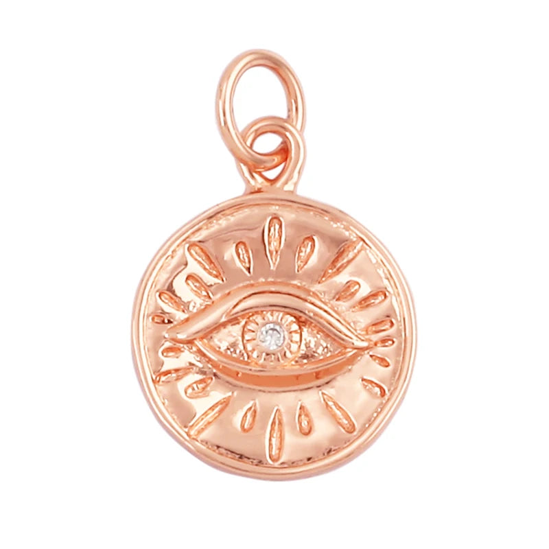 Evil Eye Charm Pendant – 18K Gold Plated CZ Cubic Zirconia | Necklace & Bracelet Jewelry Making