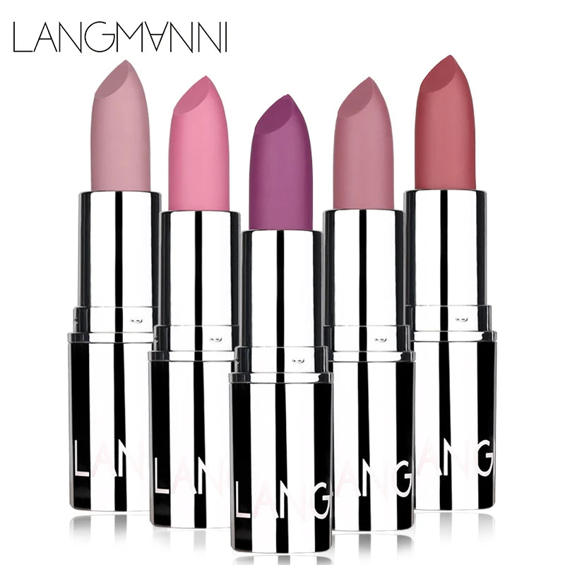 Langmani Silver Tube Matte Lipstick Non Staying Cup Makeup Lipstick  8 colors available Nanasbeautyholic