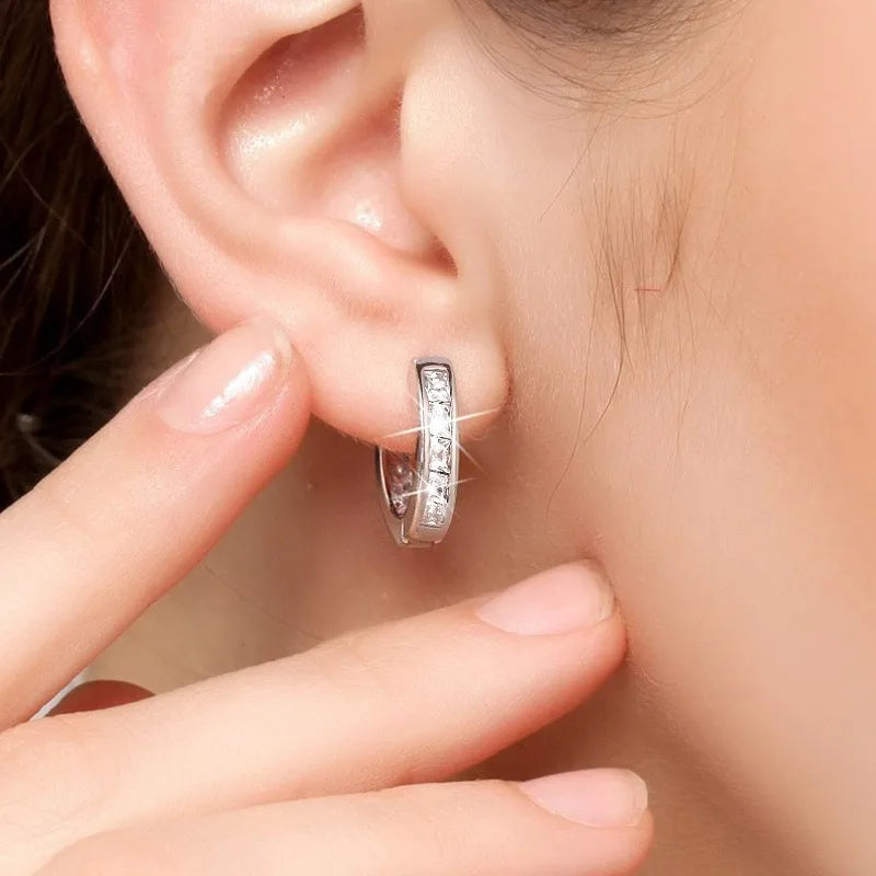 925 Sterling Silver Zircon Ball Stud Earrings — Elegant Circle Studs for Women