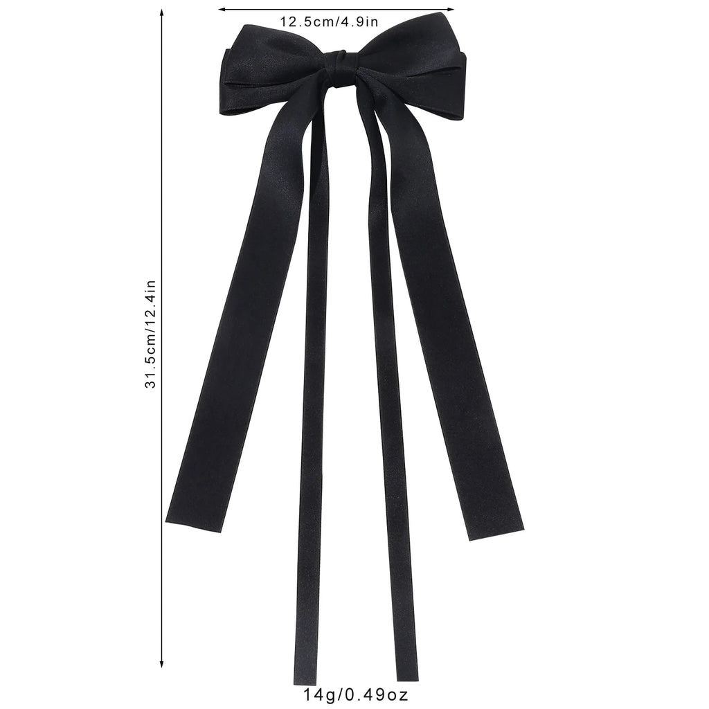 Korean Solid Color Ribbon Double Bowknot Hair Clips