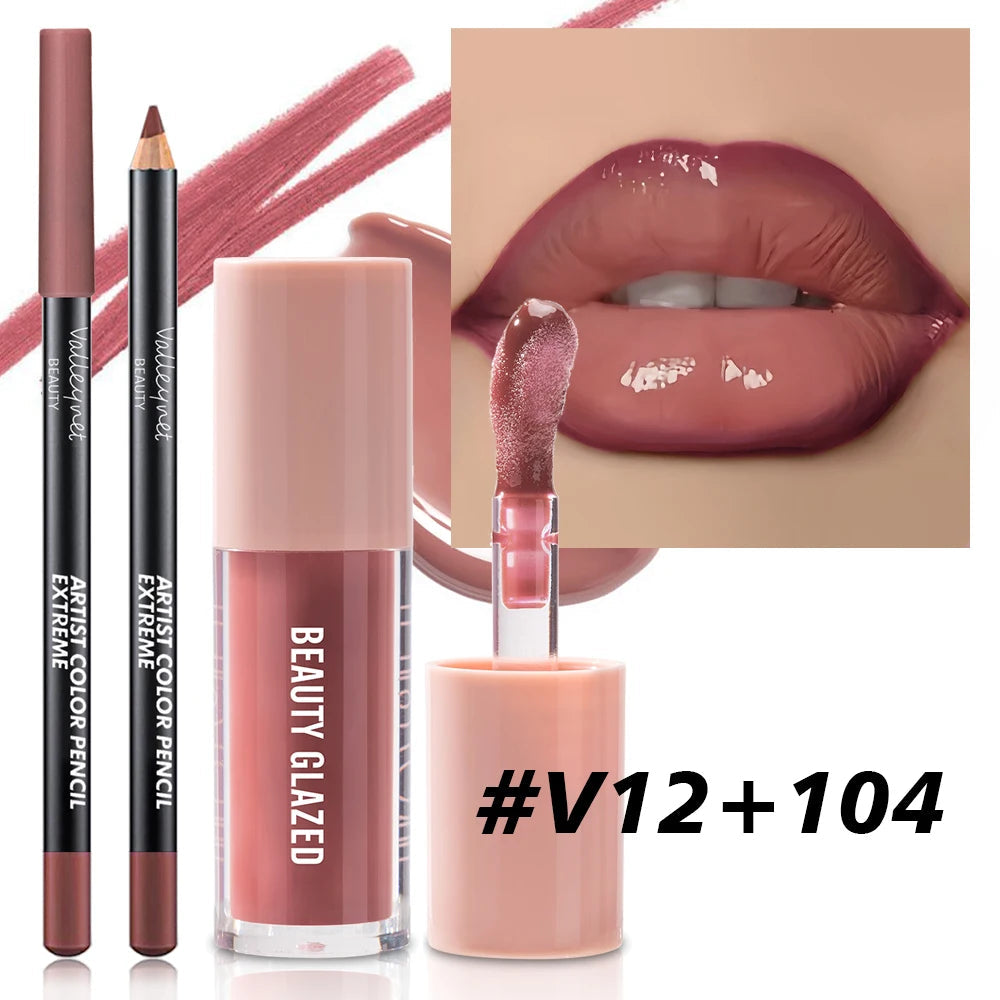 2pcs/Set Velvet Texture Lip Makeup,Matte Effect, Red, Brown Colors, Create a Moisturizing and Natural Lip Makeup Nanasbeautyholic