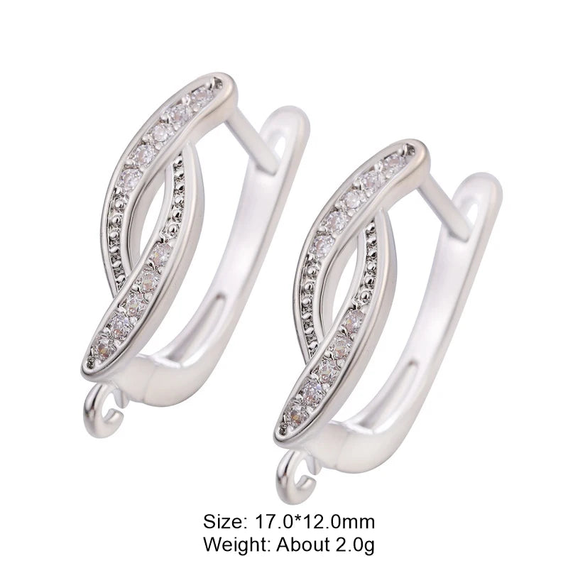 Juya 18K Gold & Silver Plated Earring Hooks – Micro Pave Zircon DIY Jewelry Findings