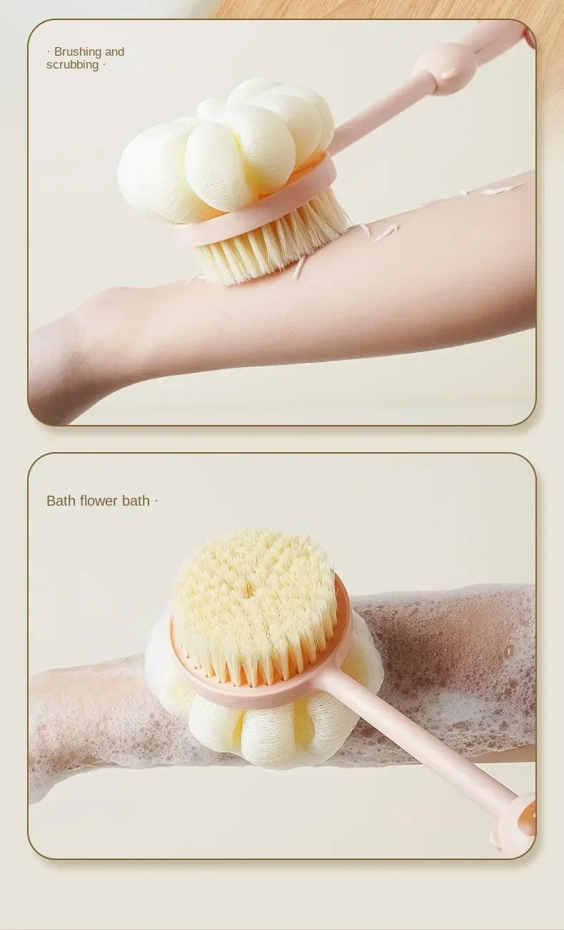 Bath Brush Back Body Bath Shower Sponge Scrubber Brushes With Handle Exfoliating Scrub Skin Massager Exfoliation Bathroom Brush Nanasbeautyholic