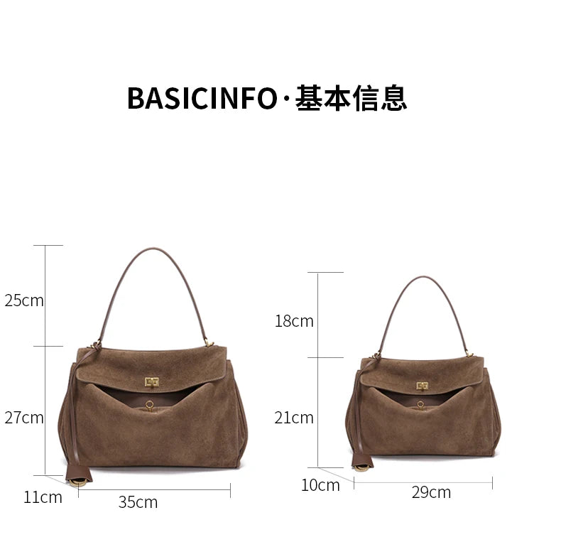 Women's Suede genuine leather Bag Shoulder Handbag Luxury Designer
