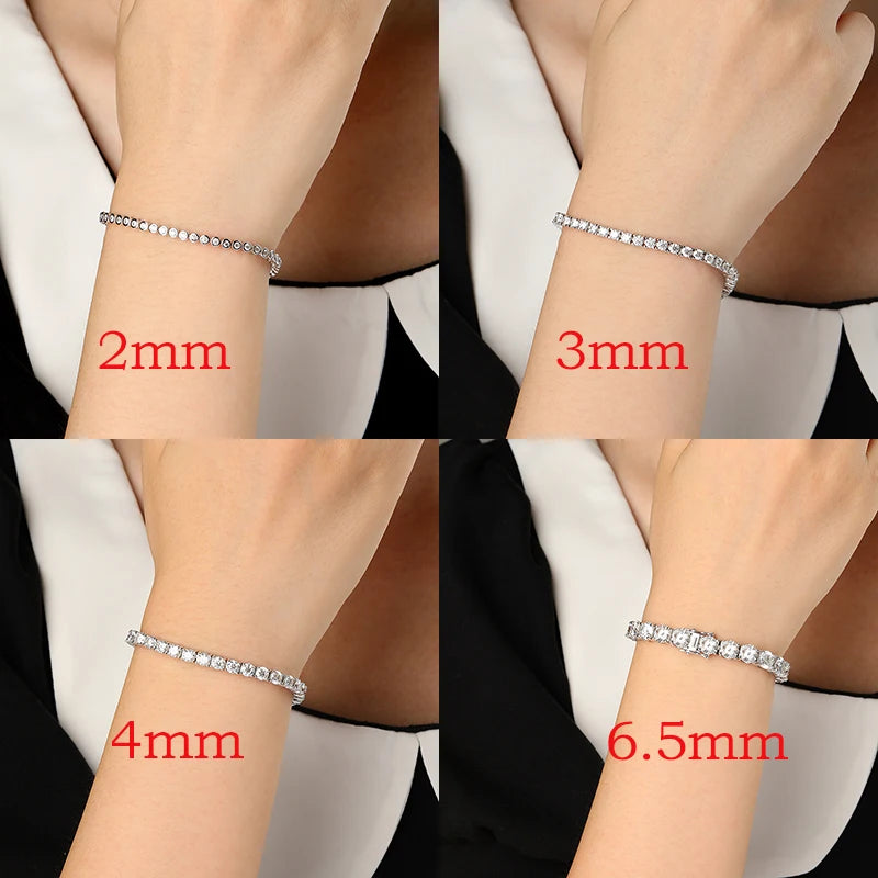 925 Sterling Silver Moissanite Tennis Bracelet | VVS1 D Color | GRA Certified | 3mm 4mm 5mm