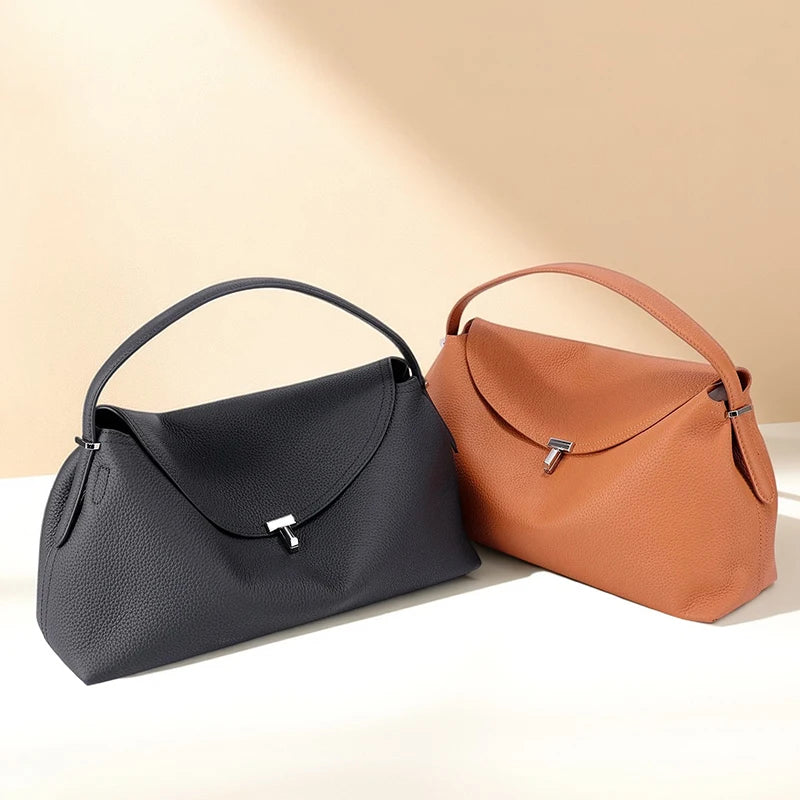 Genuine Cowhide Leather Shoulder Bag – Large Capacity Luxury Handbag for Women