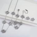 18K Gold Plated Flower Jewelry Set | 3-Piece Necklace Earrings Bracelet | Stainless Steel | Women's Fashion Gift