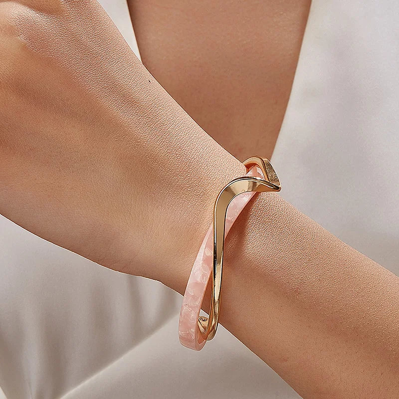 Geometric C-Shape Opening Bangle Bracelet for Women – Trendy Metal Cuff Jewelry Gift