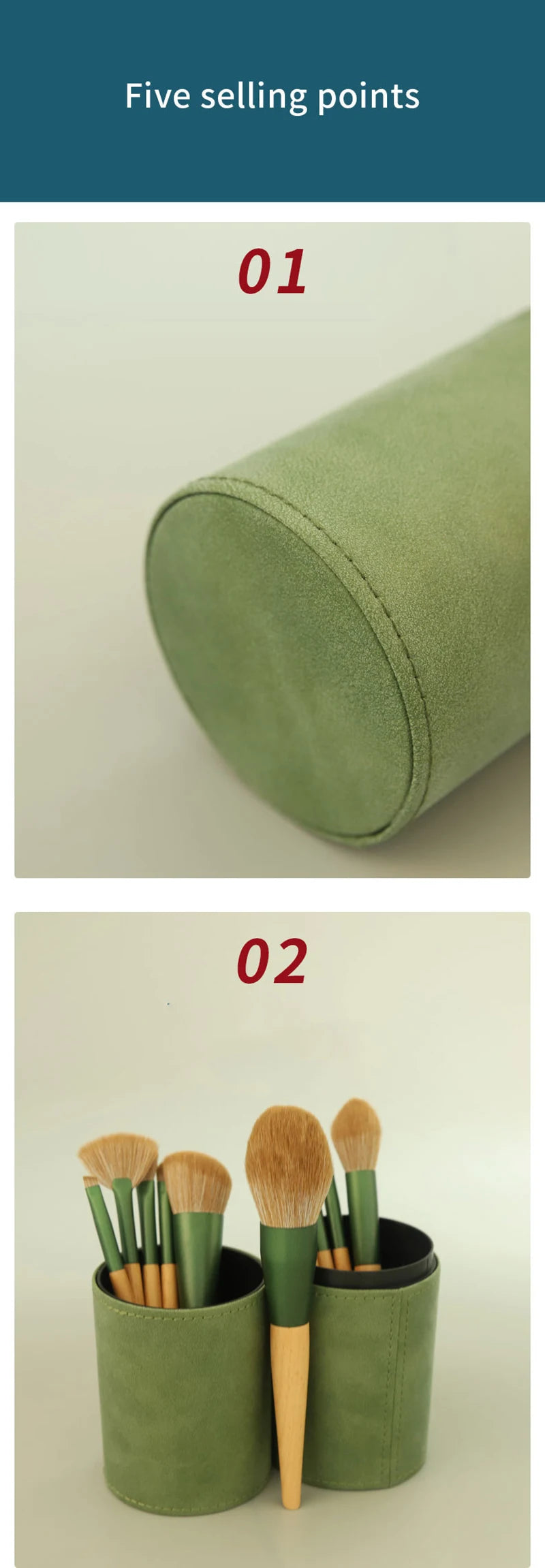 PU Leather Makeup Brush Bucket Portable Travel