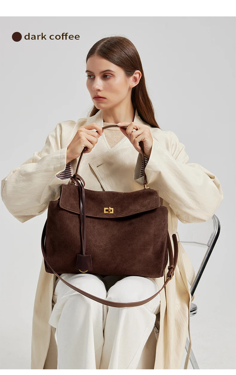 Women's Suede genuine leather Bag Shoulder Handbag Luxury Designer