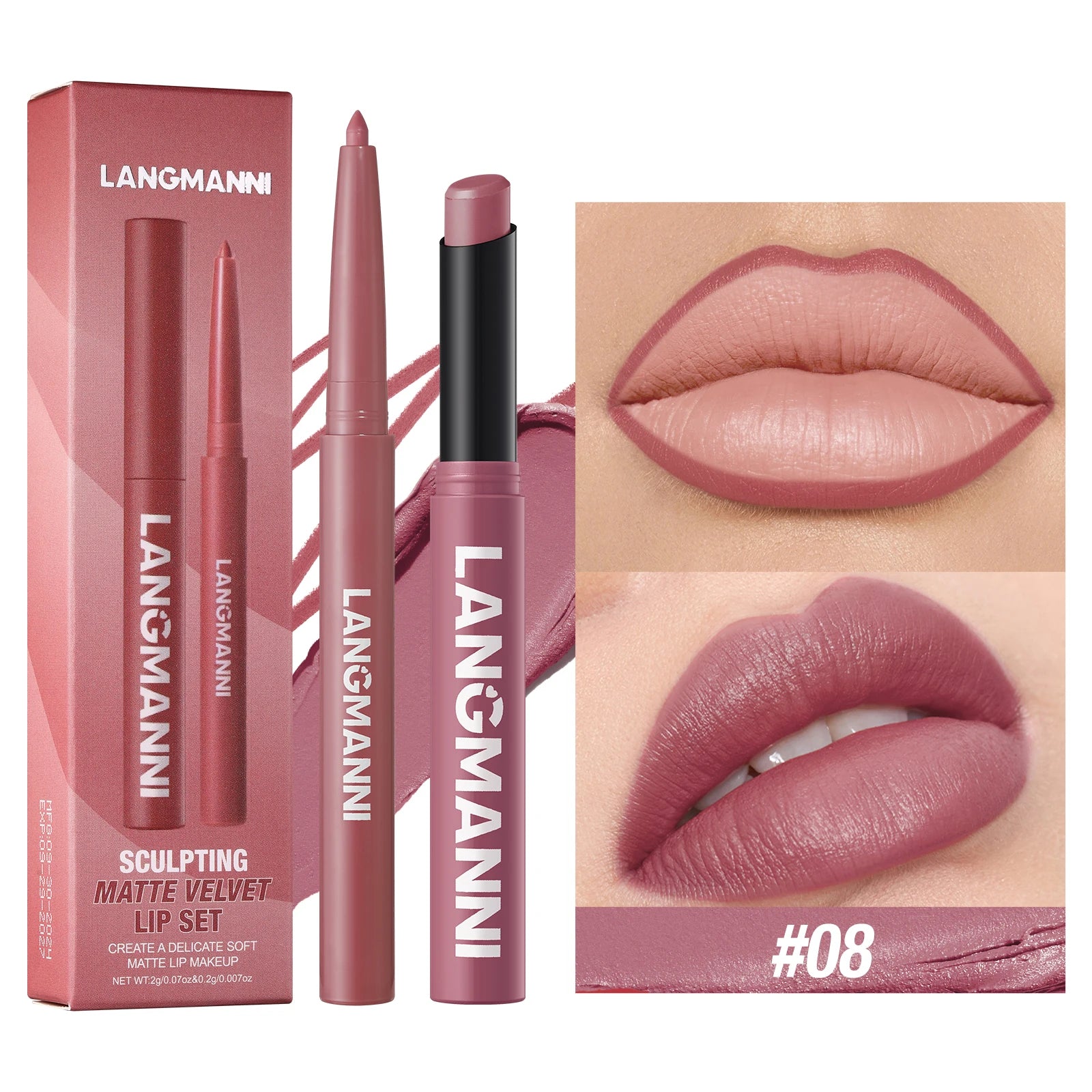 Integrated waterproof lipliner+lipstick lipstick lipstick set,no smudge,no fade,no cup,durable,easy to create a perfect makeup! Nanasbeautyholic
