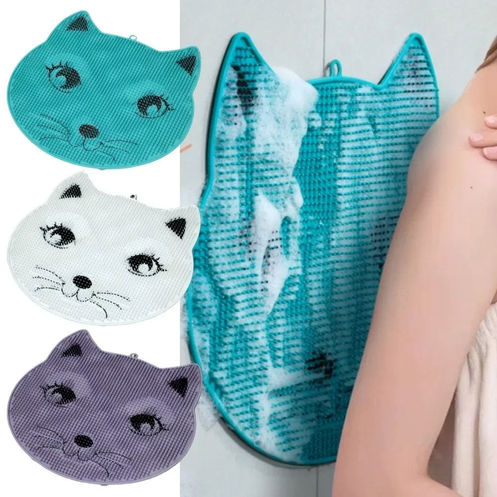 1pc Exfoliating Shower Massage Brush Silicone Back Massager Foot Scrubber Bathroom Non-slip Bath Mat Body Cleaning Bathing Tools Nanasbeautyholic