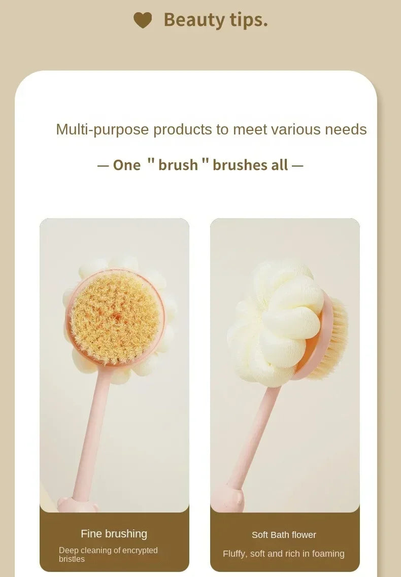 Bath Brush Back Body Bath Shower Sponge Scrubber Brushes With Handle Exfoliating Scrub Skin Massager Exfoliation Bathroom Brush Nanasbeautyholic