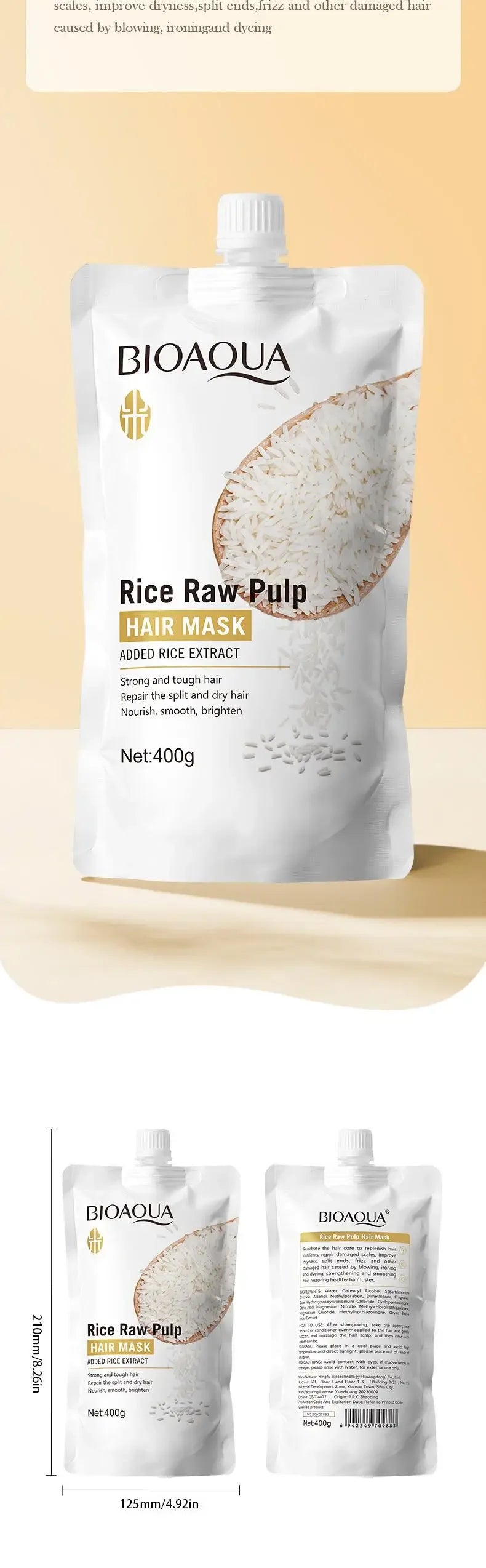 Rice Magical Keratin Hair Mask 5 Seconds Repair Damaged Frizzy Hairs Soft Smooth Shiny Moisturizing Nourish Hair Root Care Nanasbeautyholic