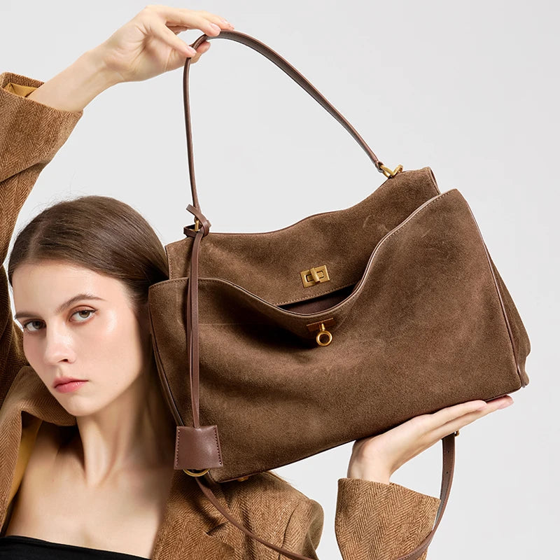 Women's Suede genuine leather Bag Shoulder Handbag Luxury Designer