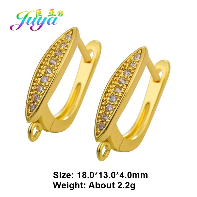 Juya 18K Gold & Silver Plated Earring Hooks – Micro Pave Zircon DIY Jewelry Findings