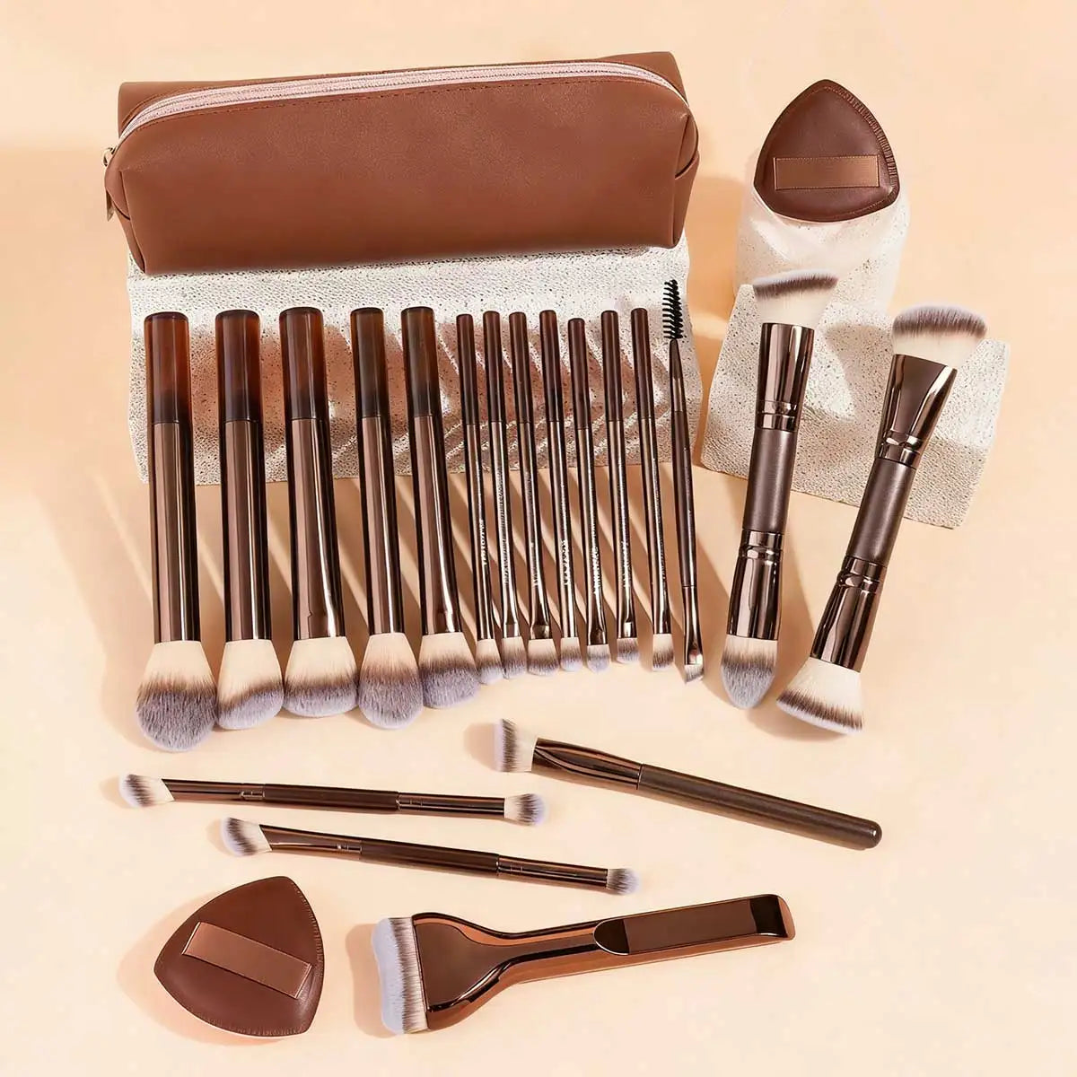 LUXEBLEND Dual-Ended Makeup Brush Set – Professional Travel Brushes for Foundation, Eyeshadow & Blending (5, 6, 10, 18 or 22 Pcs)