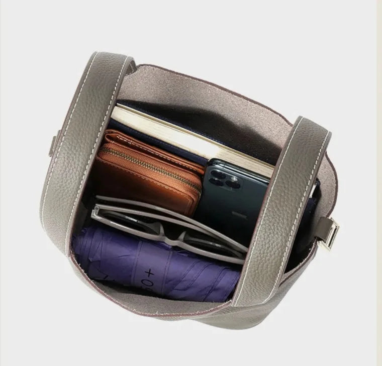 Faux Leather Bucket Bag – Chic & Versatile Women's Handbag