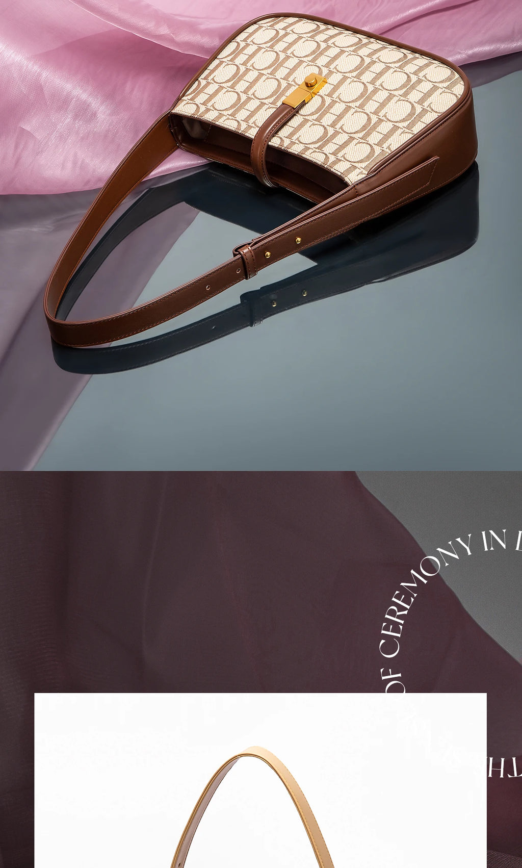 Luxury Baguette Shoulder Bag – Monogram PU Leather Handbag for Women